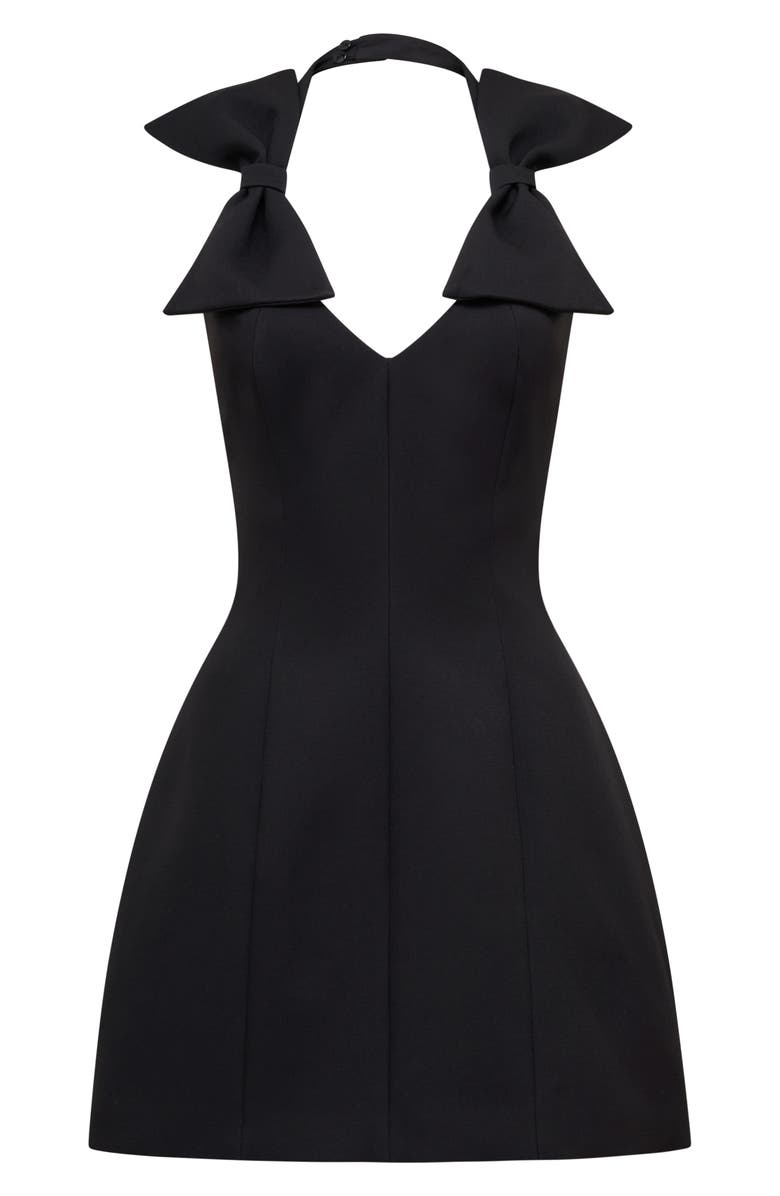 Ever New Amaya Bow Halter Minidress, Alternate, color, Black