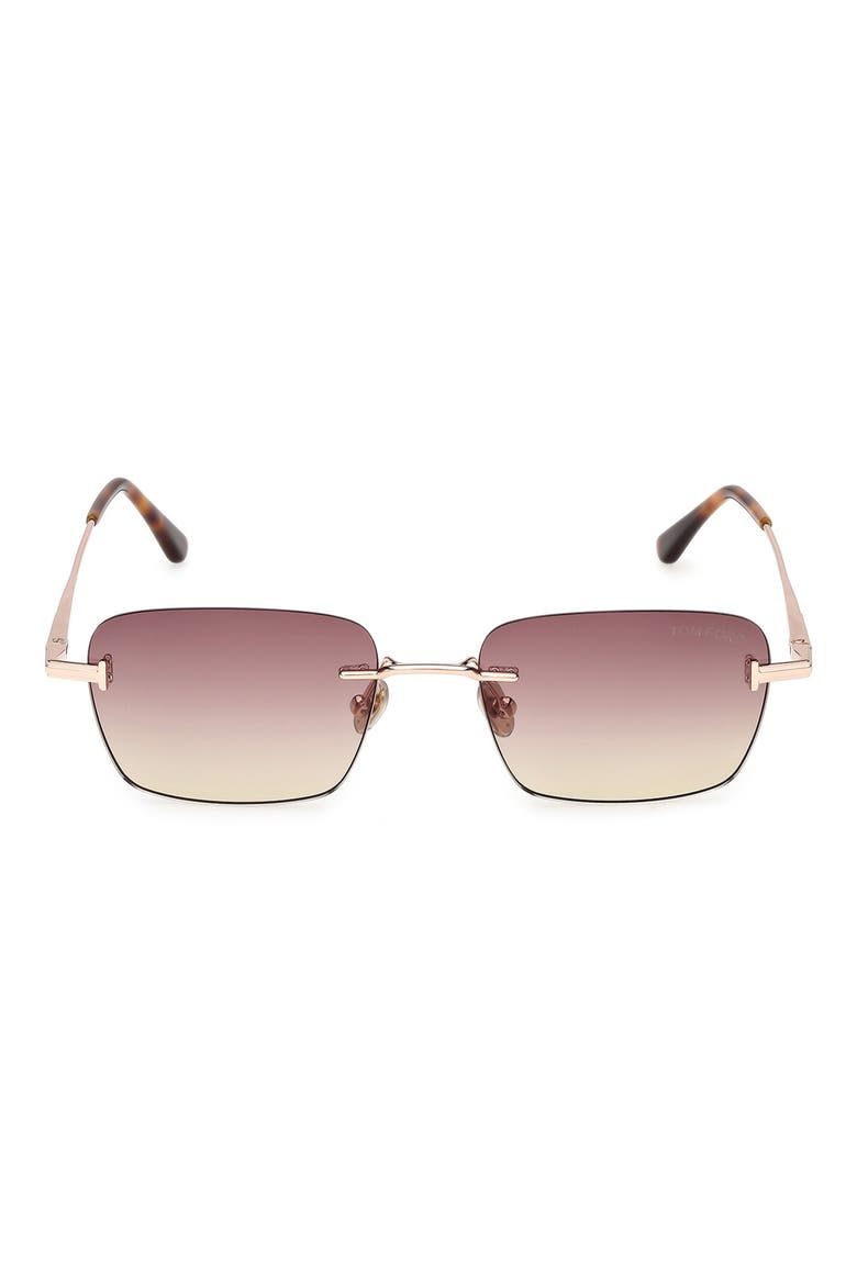 Jake 54mm Gradient Rectangular Sunglasses, Main, color, ROSE GOLD / PURPLE / AMBER