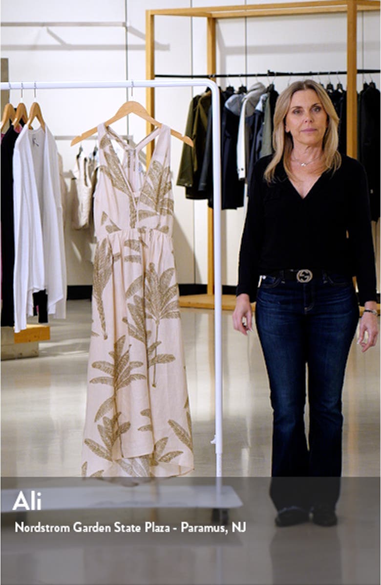 Anna Foliage Print Linen Midi Dress, sales video thumbnail