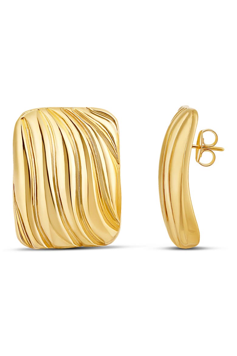 Oversized Textured Square Statement Earrings, Main, color, GOLD