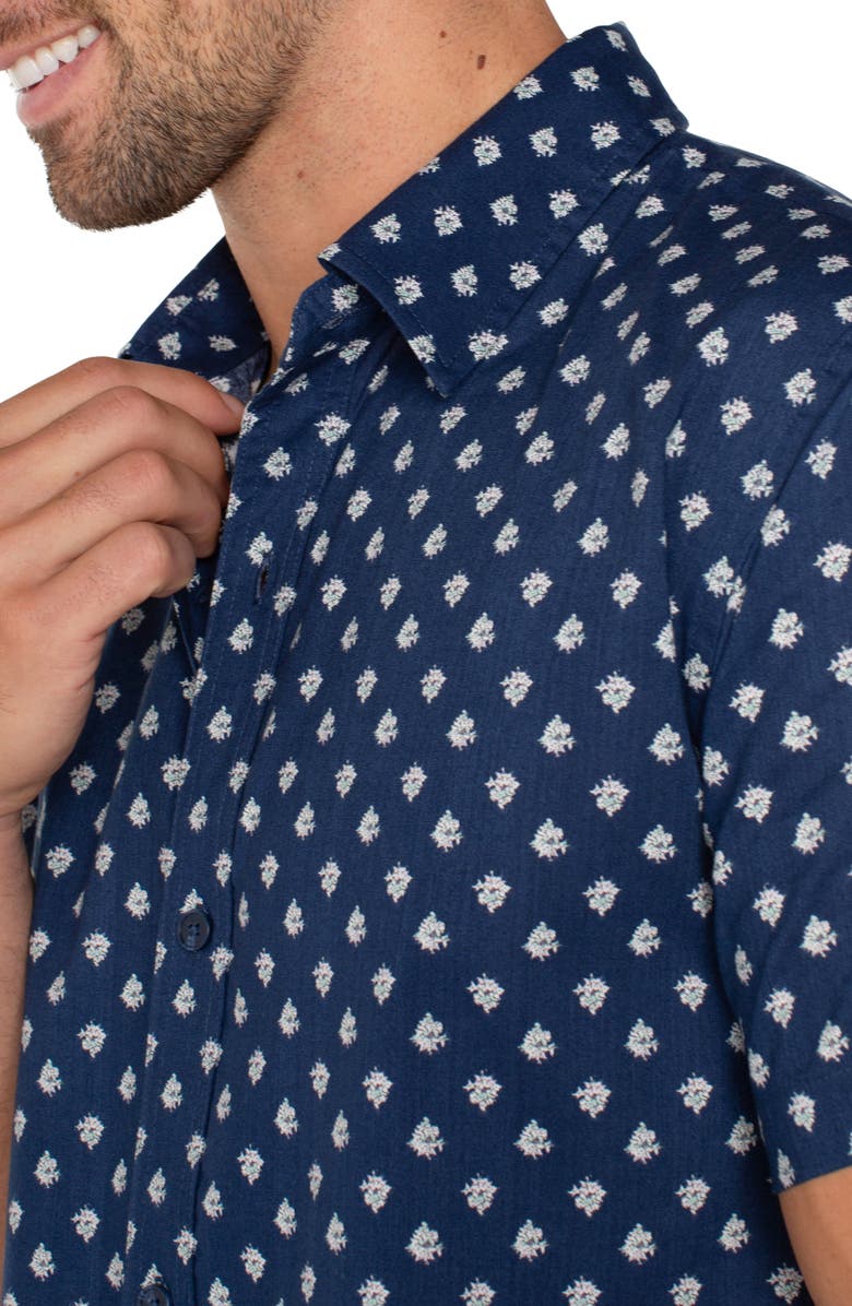 Liverpool Los Angeles Floral Print Short Sleeve Button-Up Shirt, Alternate, color, 