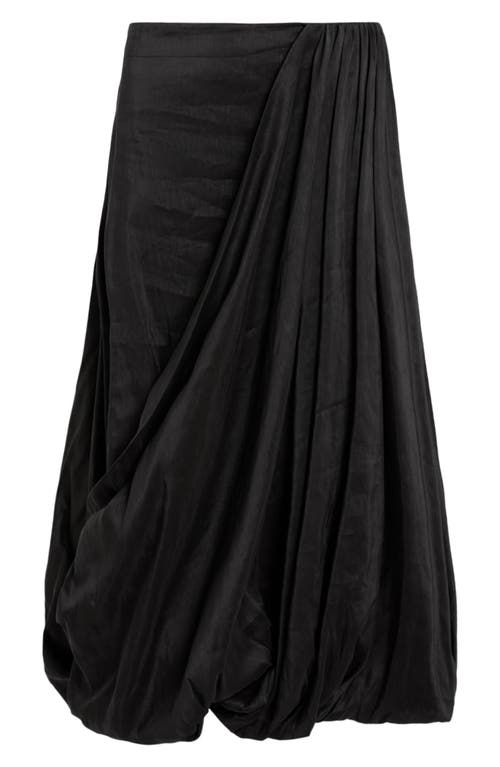 Allsaints Nia Pleated Bubble Hem Midi Skirt In Black