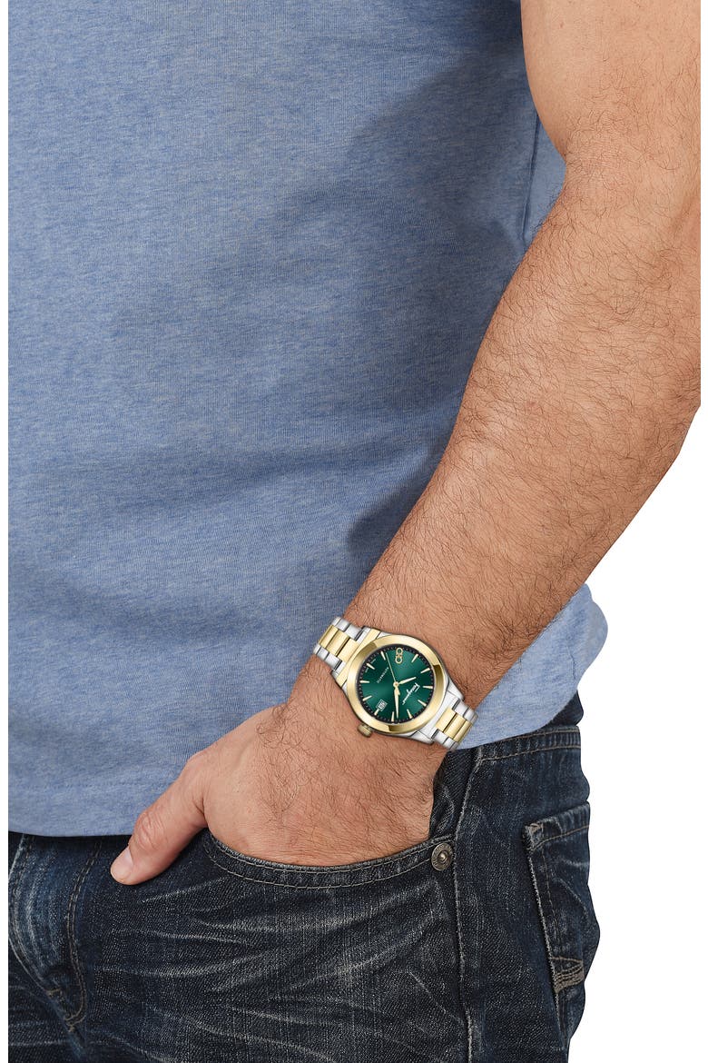 1927 Automatic Two-Tone Bracelet Watch, 42mm, Alternate, color, GREEN/ TWO TONE