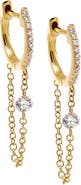 BY ADINA EDEN Floating Diamond Chain Pave Huggie Earring 14K