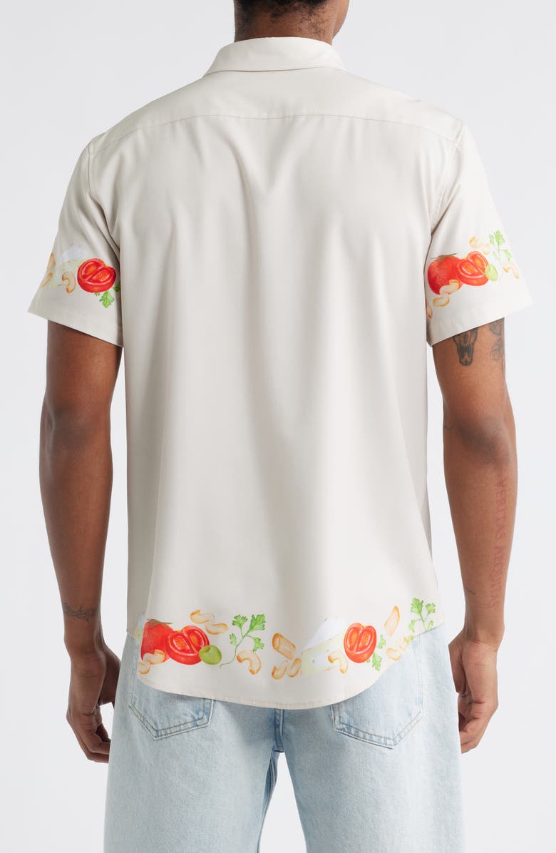 MAVRANS Ciao Weekend Cucina Print Short Sleeve Performance Button-Up Shirt, Alternate, color, White