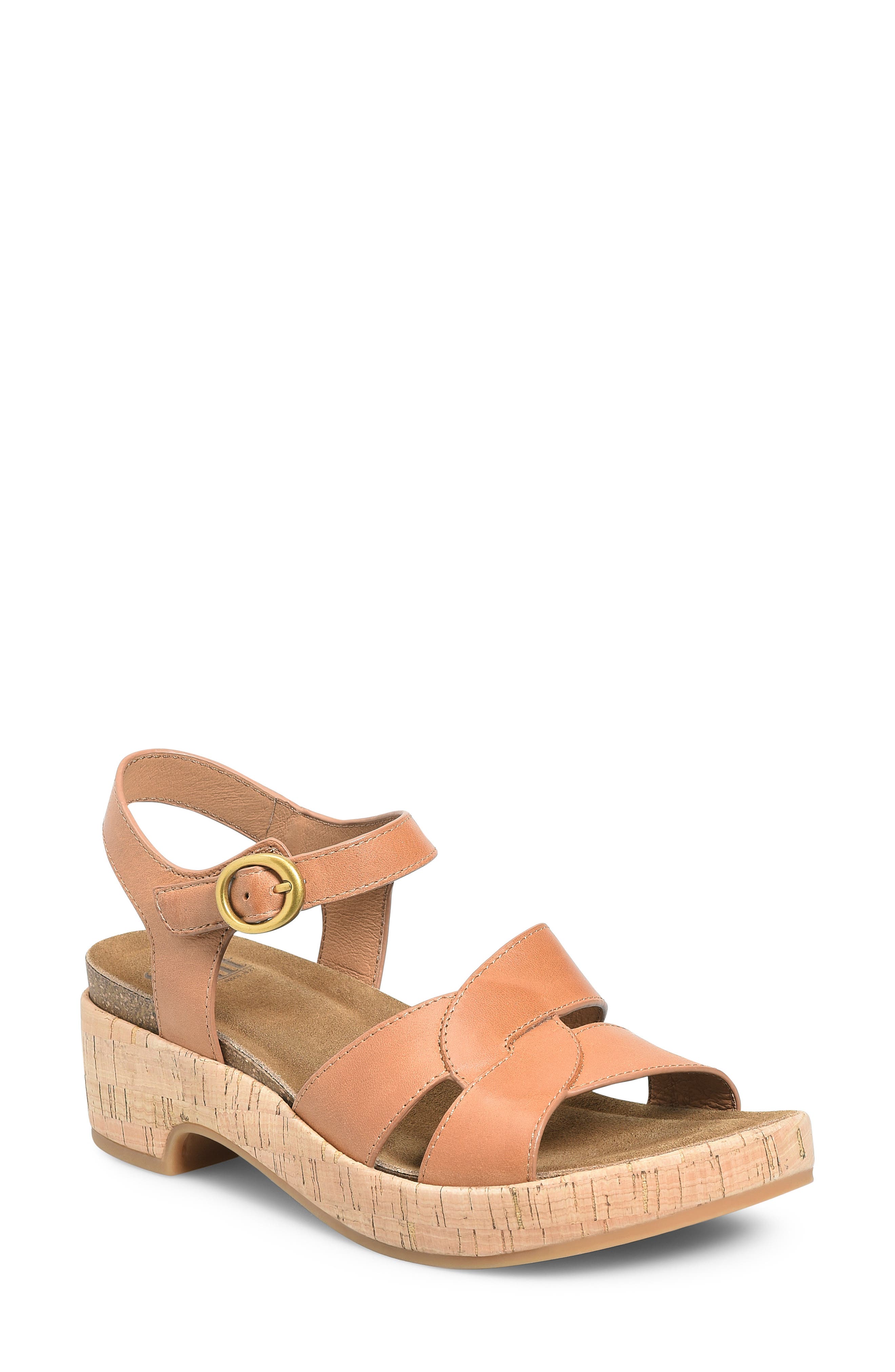 Söfft Capri Ankle Strap Platform Sandal, Main, color, Luggage