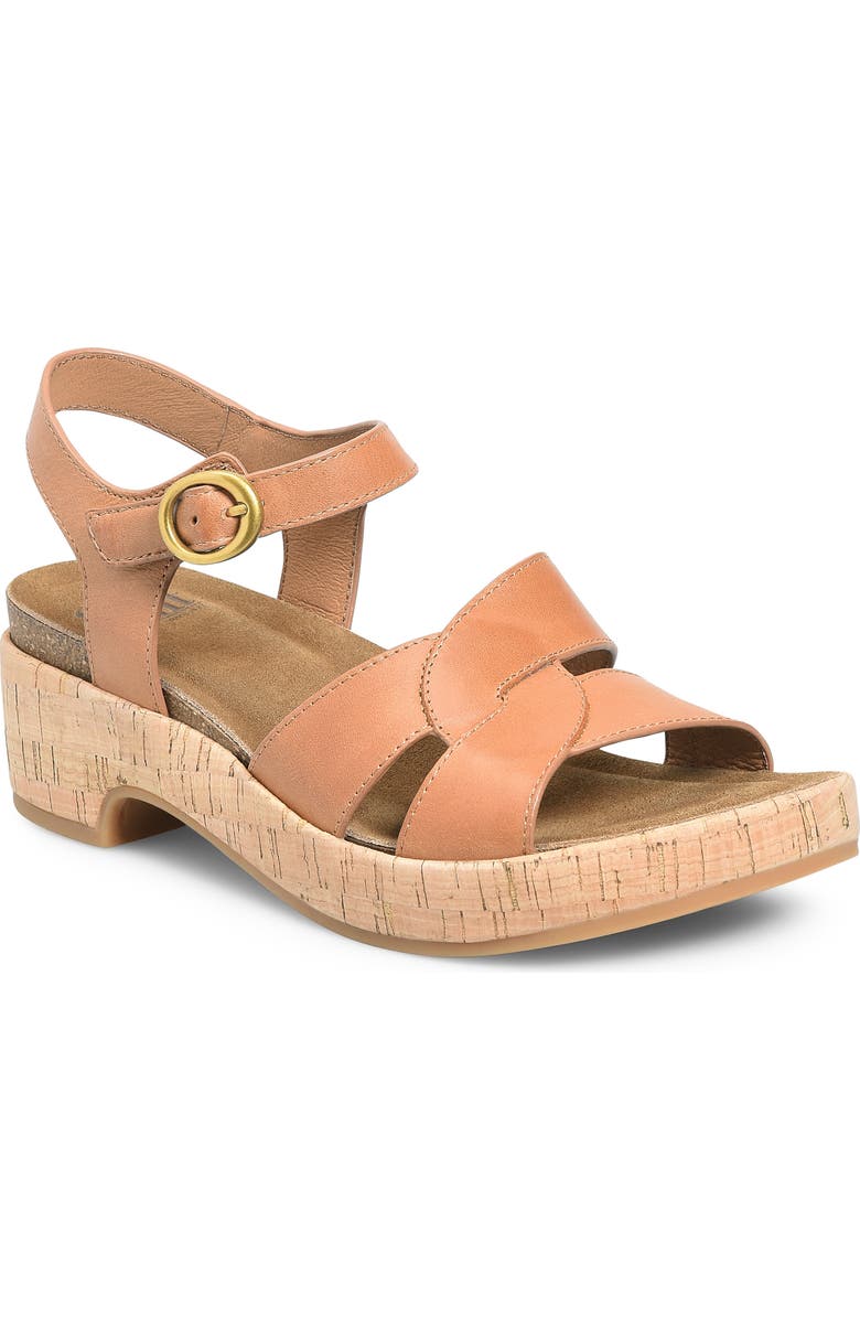 Söfft Capri Ankle Strap Platform Sandal, Main, color, Luggage