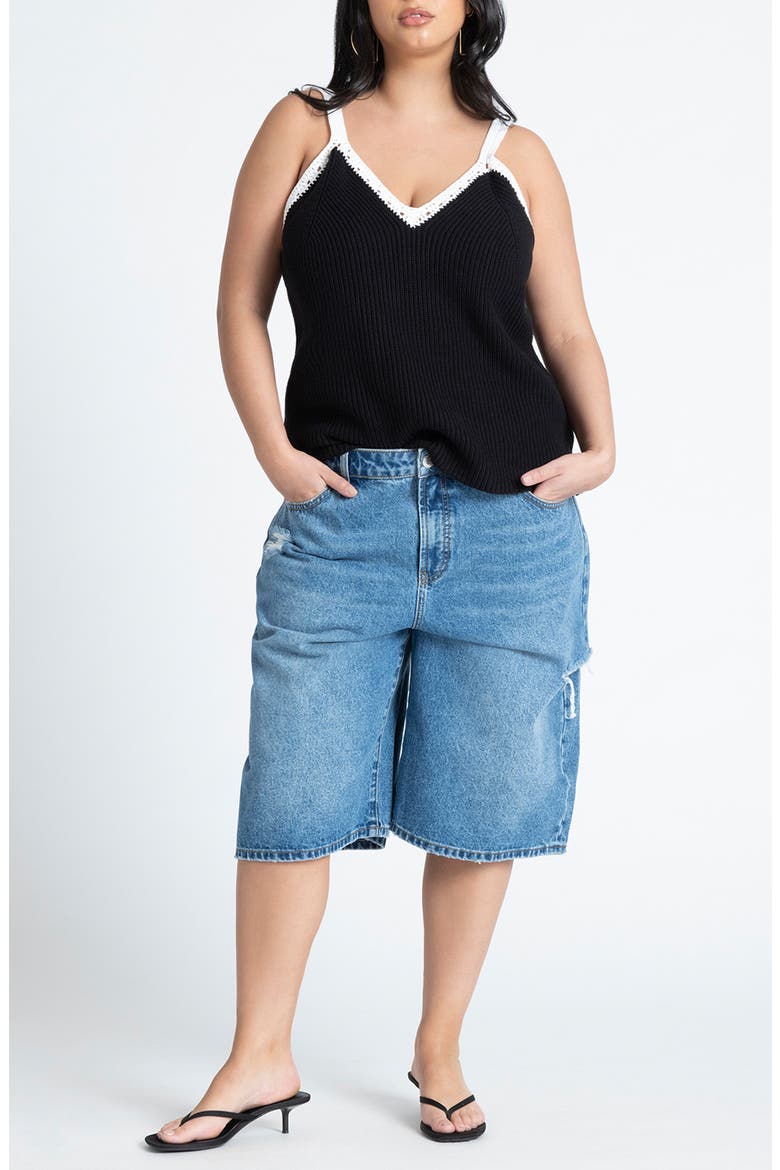 Ripped Denim Bermuda Shorts, Alternate, color, MEDIUM WASH