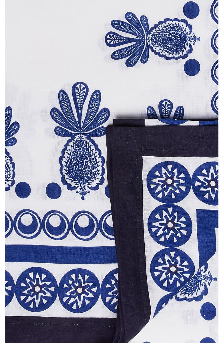 La DoubleJ Medium Tablecloth (180X280) Big Pineapple Blue, Alternate, color, Big Pineapple Blue