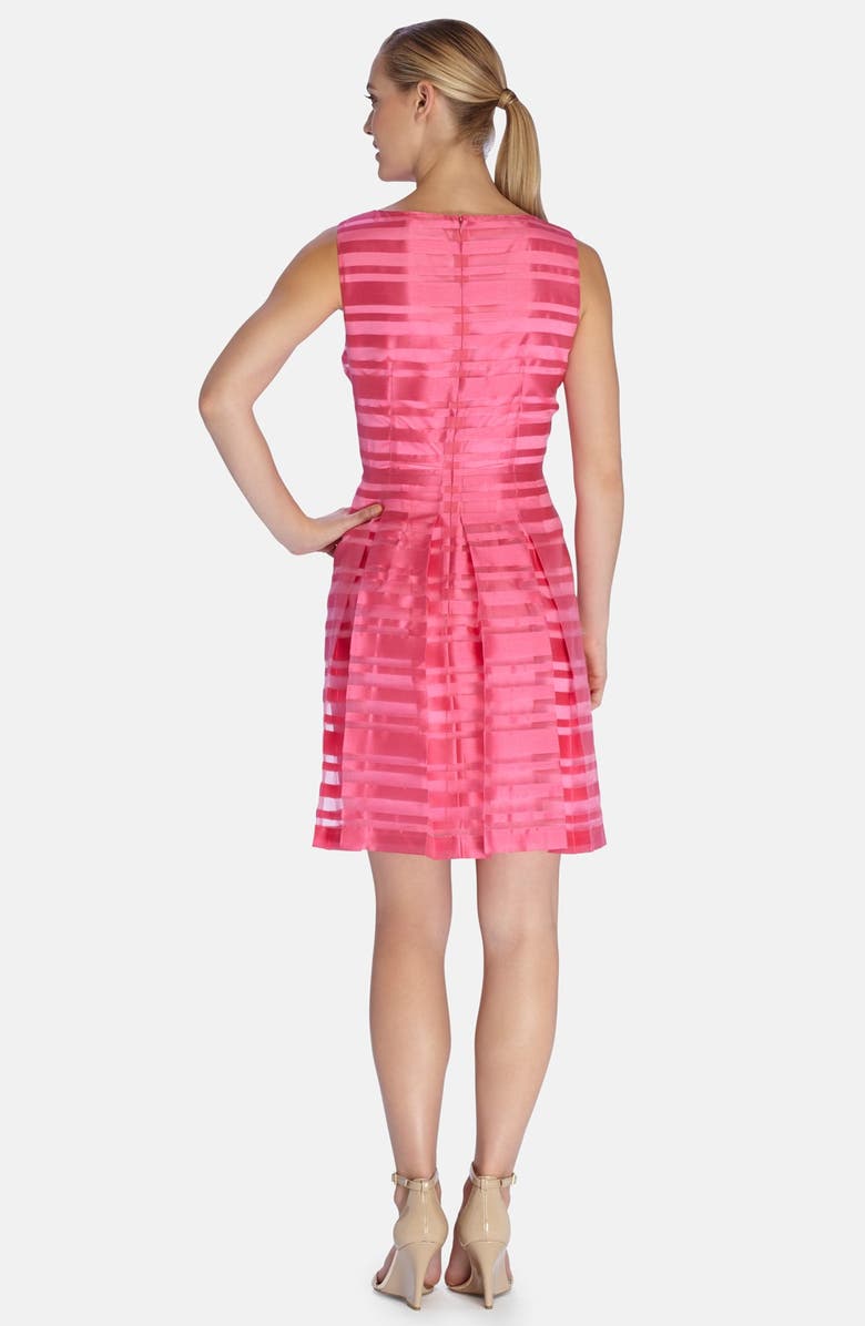 Tahari Stripe Organza Fit & Flare Dress, Alternate, color,