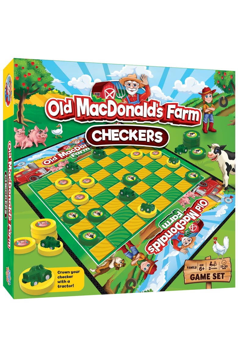 Old MacDonald's Farm Checkers Board Game, Main, color, Multicolor