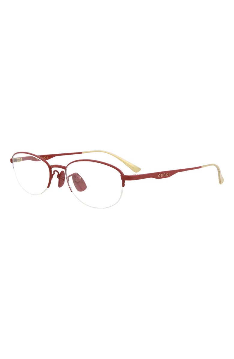 Gucci 53mm Oval Optical Frames, Alternate, color, Red Red Transparent