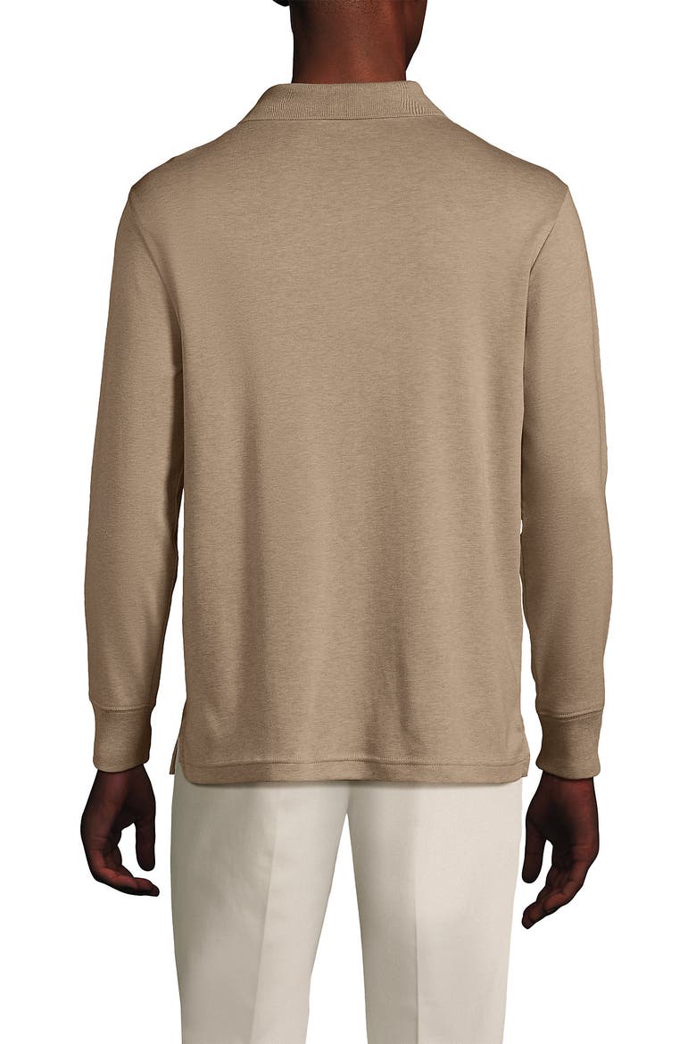 Long Sleeve Cotton Supima Polo Shirt, Alternate, color, Warm Taupe Heather
