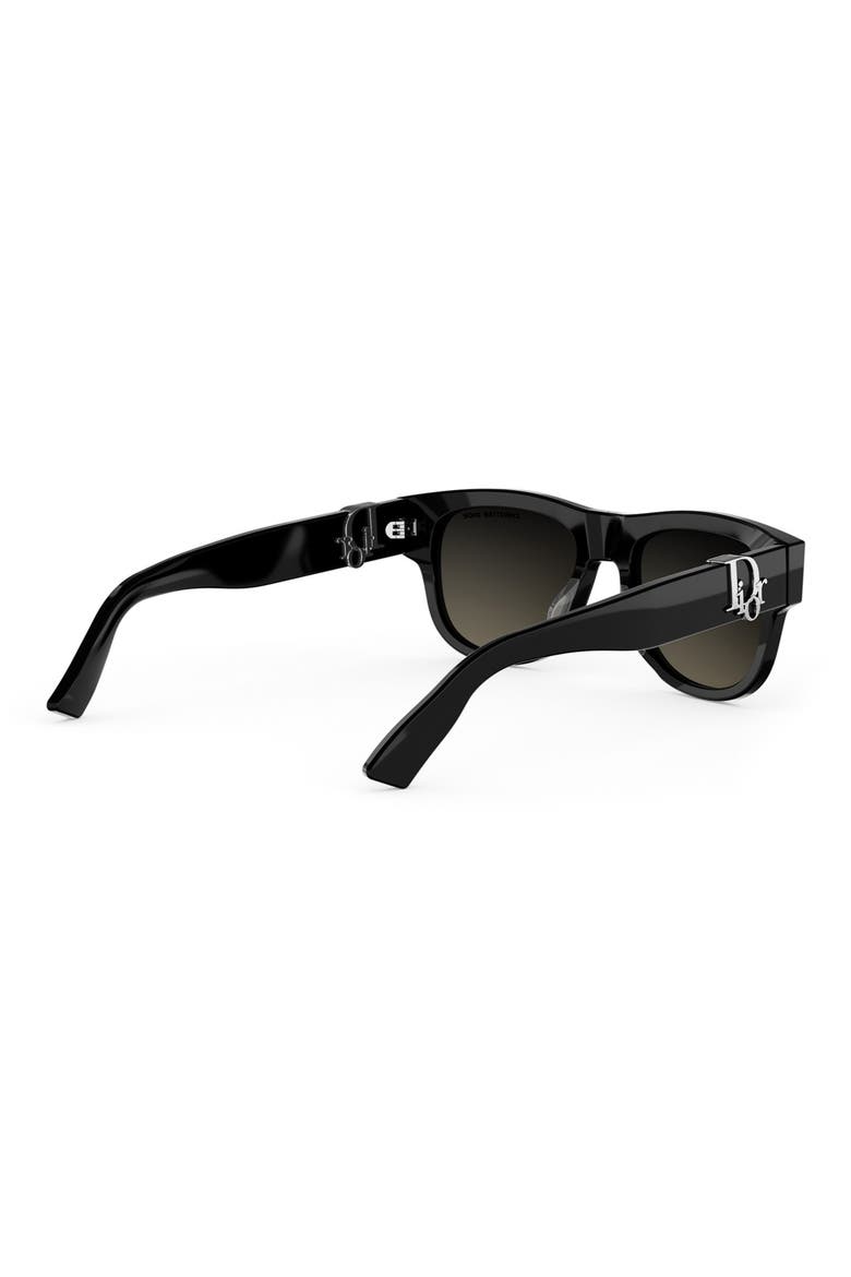'DiorOblique S4I 53mm Mirrored Geometric Sunglasses, Alternate, color, SHINY BLACK / GRADIENT SMOKE
