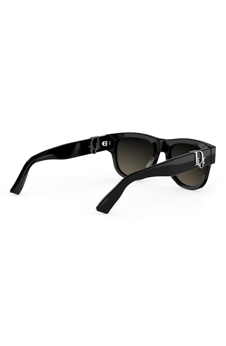 DIOR 'DiorOblique S3I 53mm Mirrored Geometric Sunglasses, Alternate, color, Shiny Black / Gradient Smoke