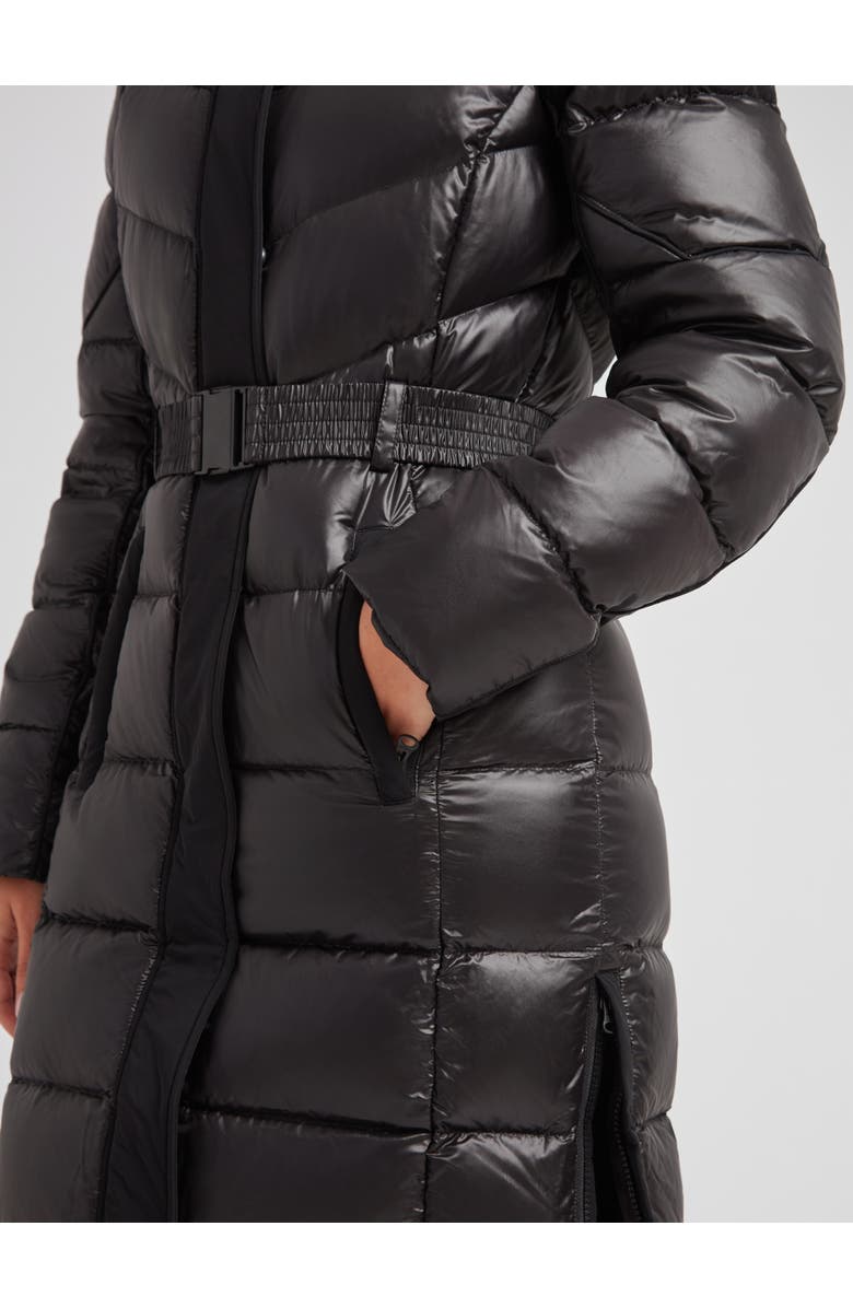 JACK1T Diamond Belted Extra Long Down Coat, Alternate, color, Black/Black