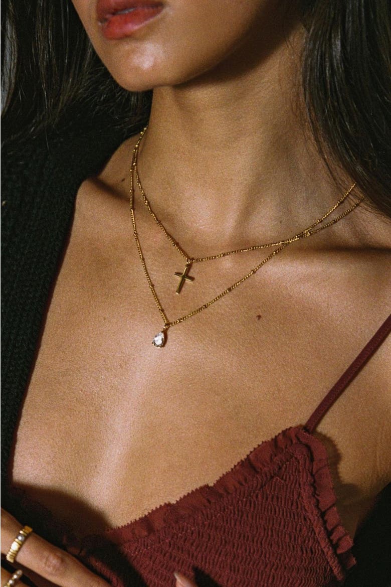 Cross Necklace, Alternate, color, Gold