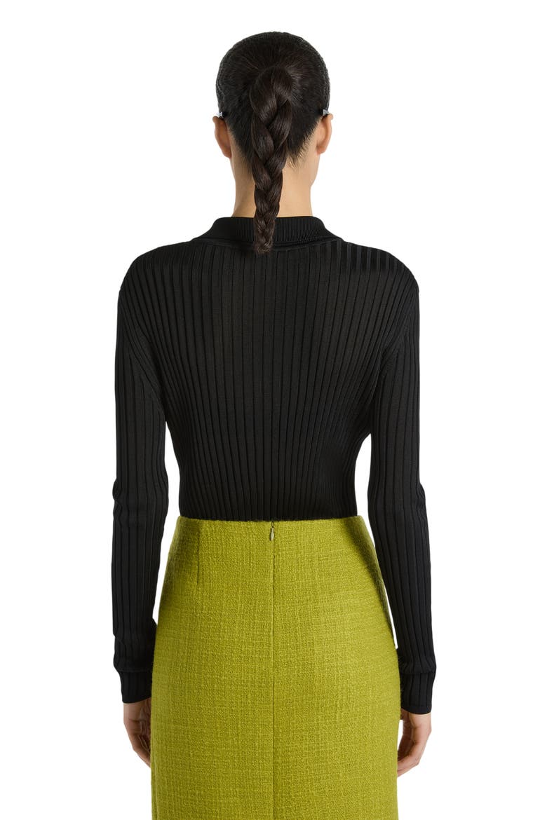 Buttoned Ribbed Knit Cardigan, Alternate, color, black