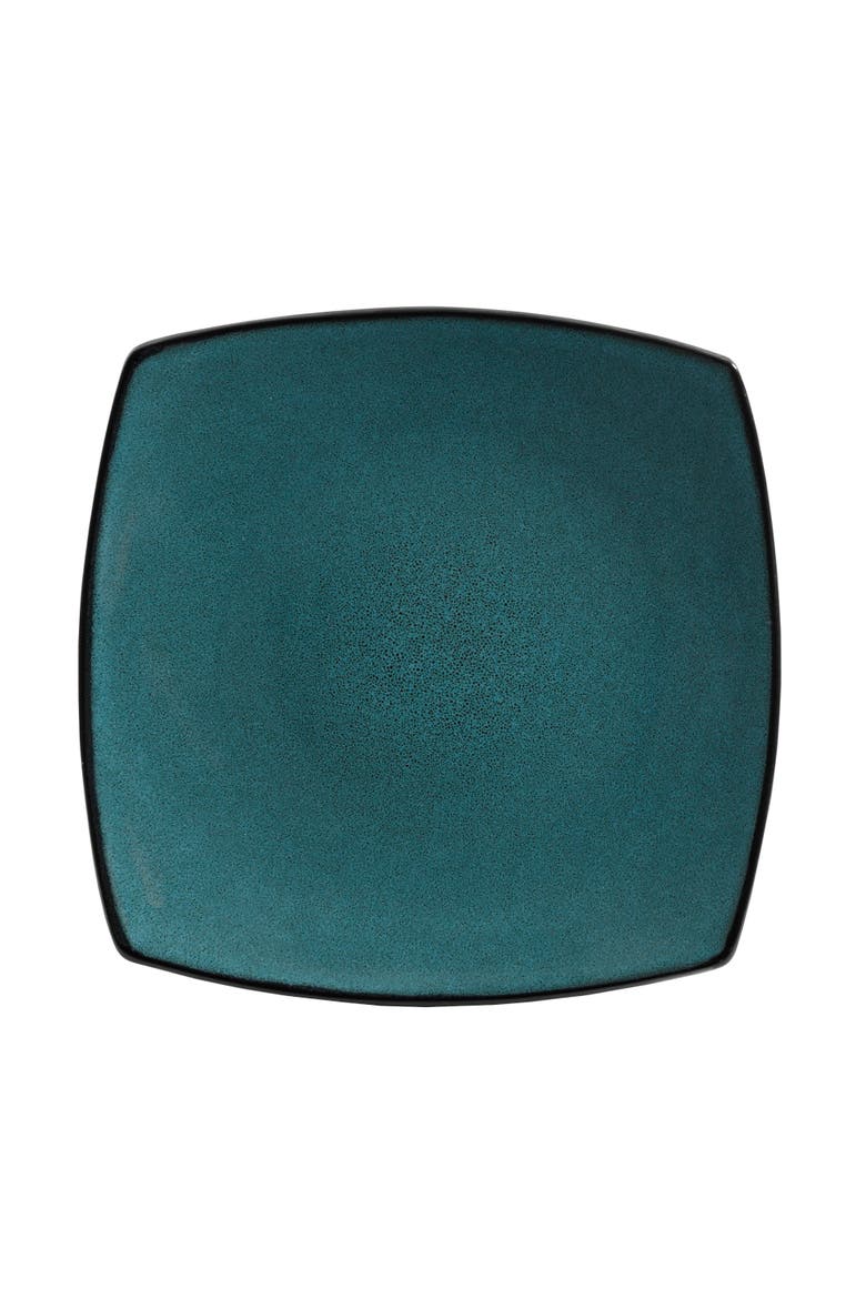 Soho Lounge Square Stoneware Dinnerware Set, Alternate, color, Teal/Black