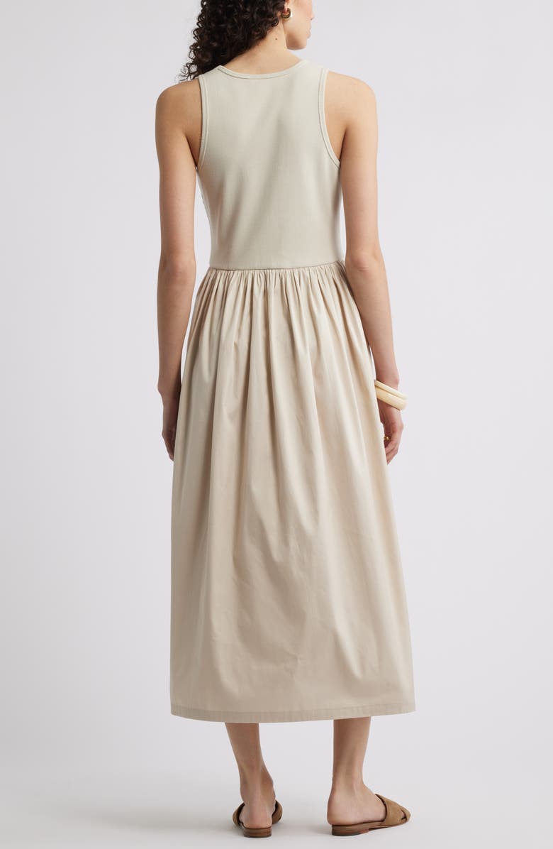 Nordstrom Mixed Media Stretch Cotton Tank Maxi Dress, Alternate, color, Beige Scroll