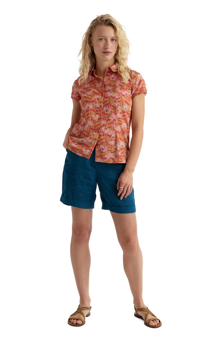 Seasalt Cornwall Rushmaker Floral Organic Cotton Voile Button-Up Shirt, Alternate, color, Echinacea Stems Dark Sienna