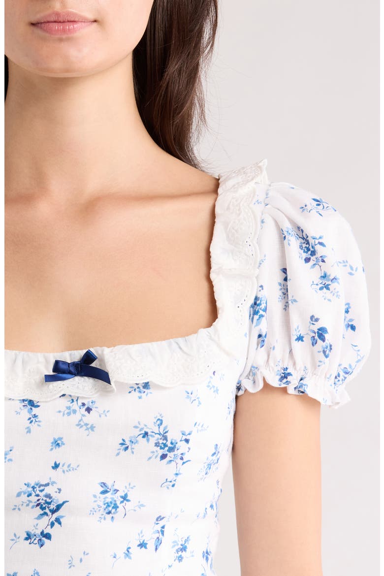 Alice Lace Trim Puff Sleeve Crop Top, Alternate, color, ORLAYA