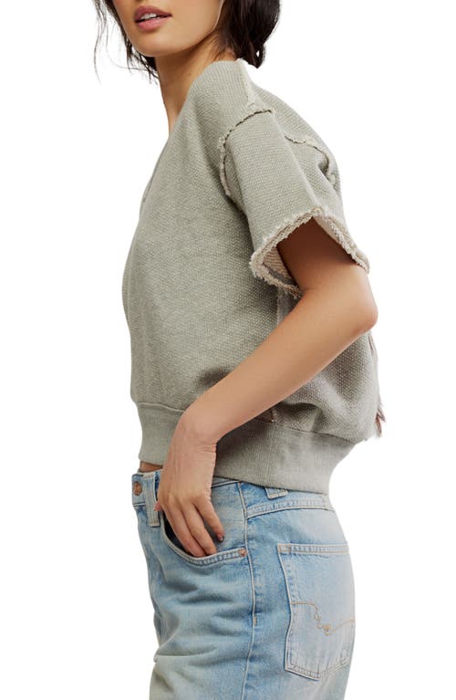 Free People So Easy Short Sleeve Sweatshirt In Gray