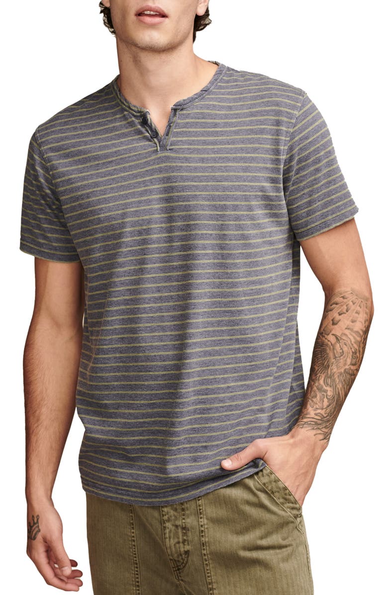Lucky Brand Venice Stripe Button Neck T-Shirt, Main, color,
