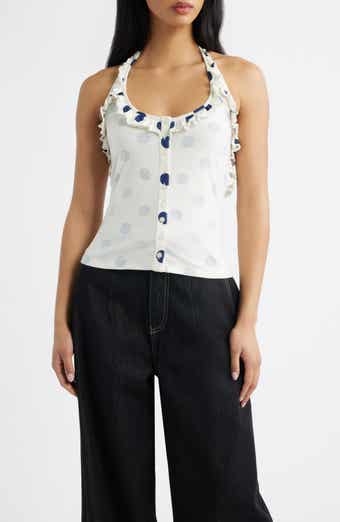 Zazie Ruffle Polka Dot Organic Cotton Halter Top