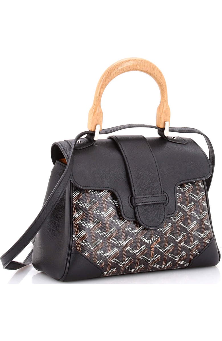 Pre-Owned Goyard Saigon Top Handle Bag Coated Canvas with Leather Mini, Alternate, color, Black