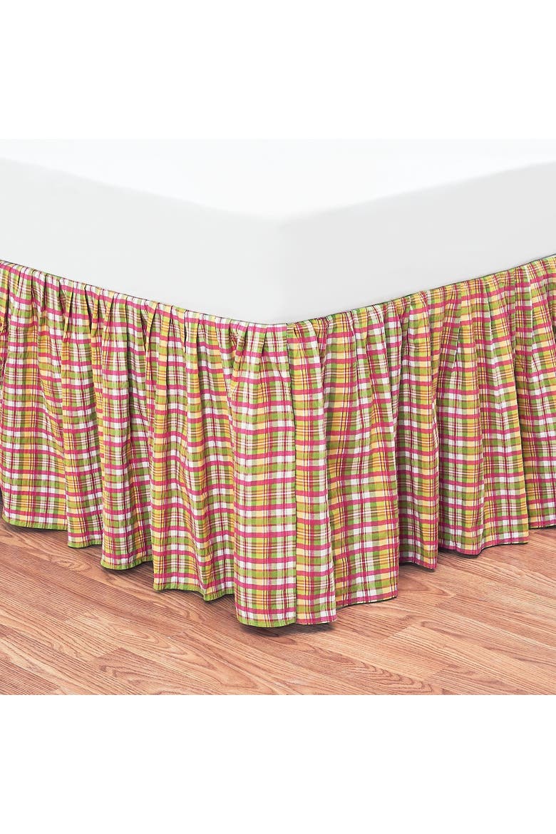 Hot Pink Plaid Bed Skirt, Main, color, Pink