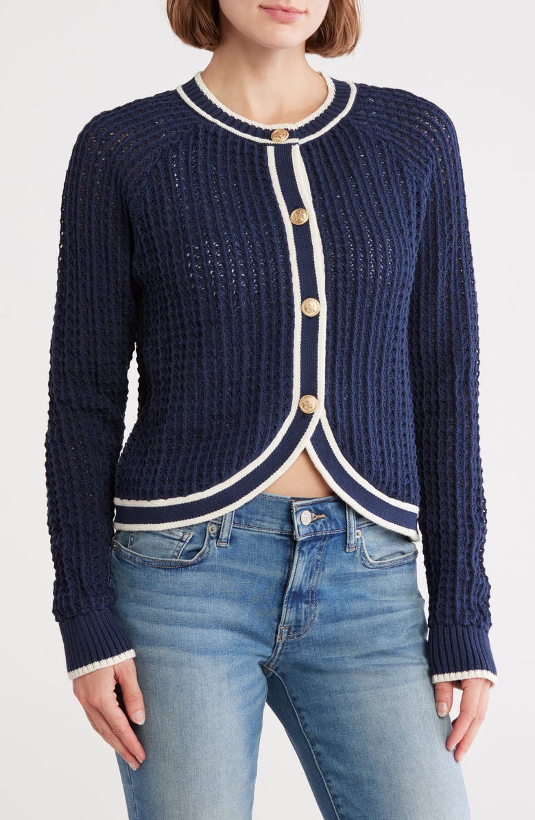 Lucky Brand Cotton Blend Sweater Jacket, Main, color, Cadet Navy