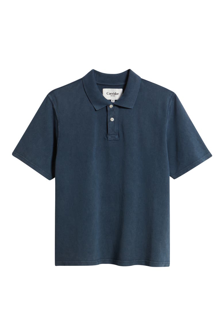 Brushed Cotton Piqué Polo, Alternate, color, NAVY