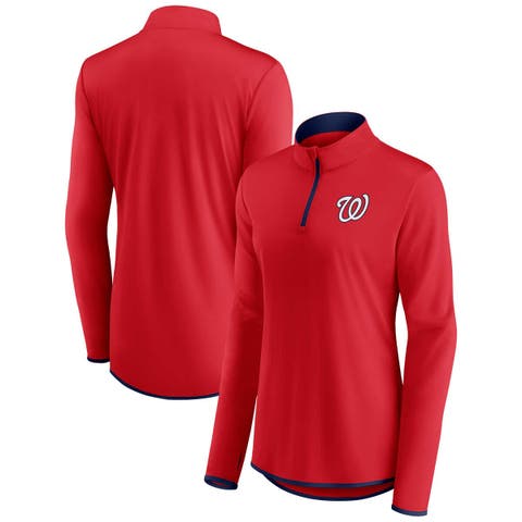 Women's Fanatics Branded Red Washington Nationals Corner Quarter-Zip Top