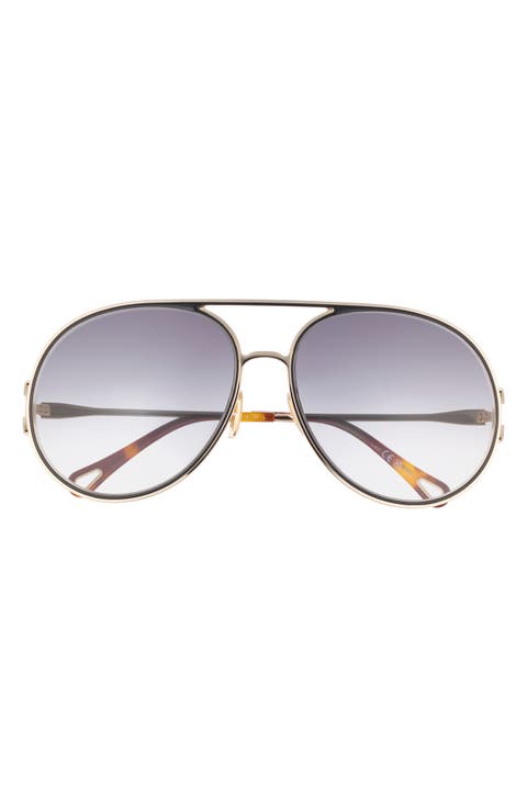 61mm Polarized Gradient Aviator Sunglasses