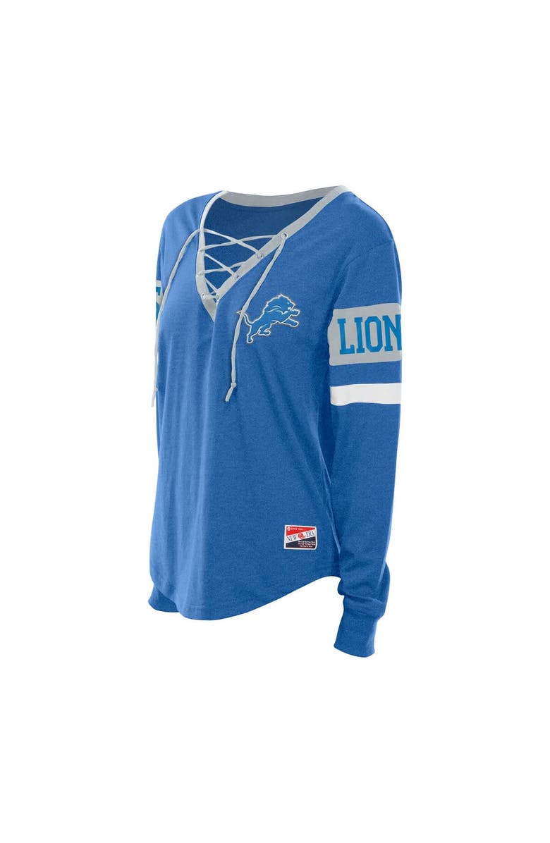 New Era Women's New Era Blue Detroit Lions Throwback Lace-Up Long-Sleeve T-Shirt, Alternate, color, Blue