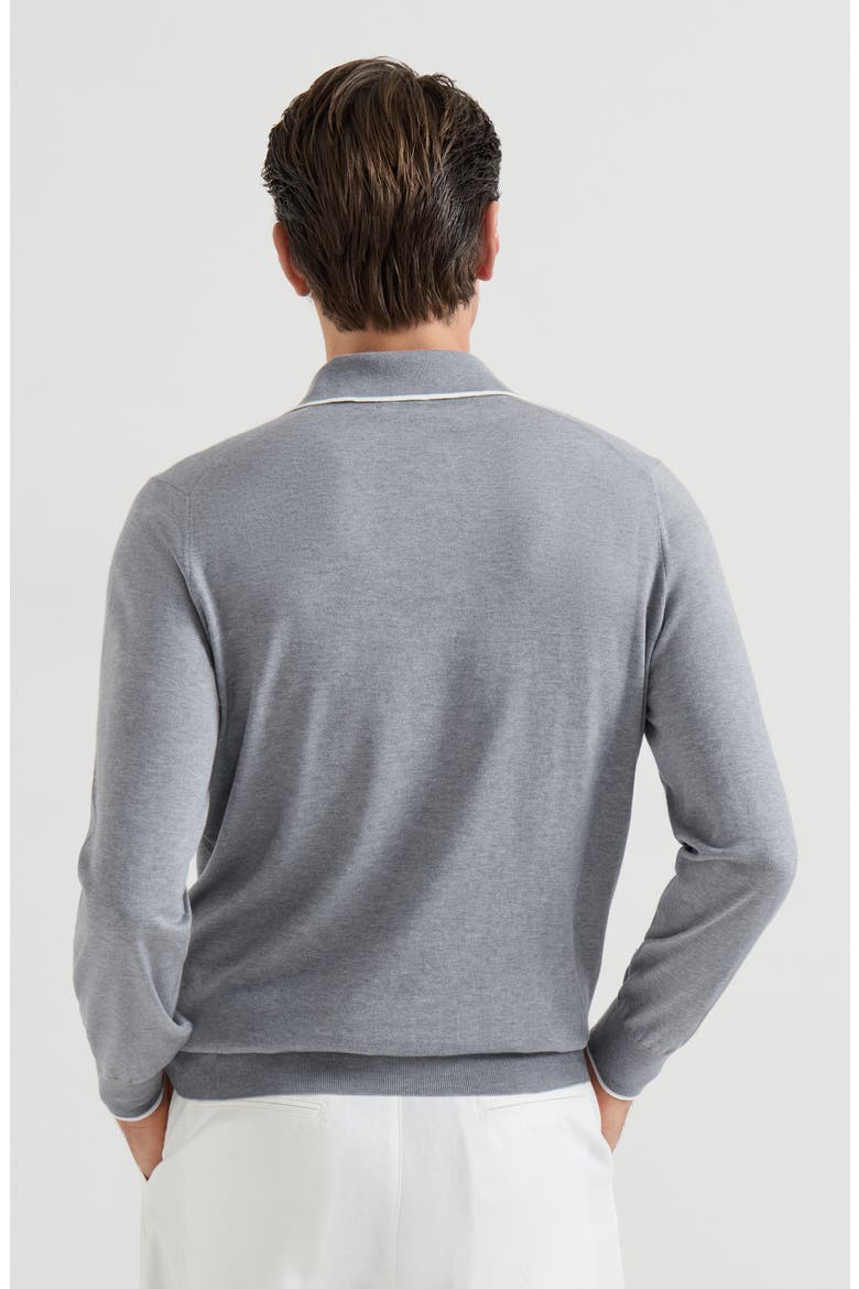 Cotton and cashmere knit polo, Alternate, color, Dark Grey