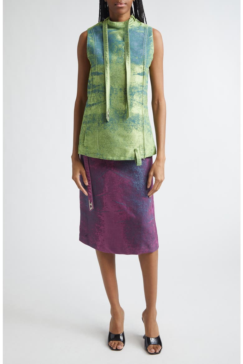 De-Vantos Satin Denim Vest, Alternate, color, GREEN