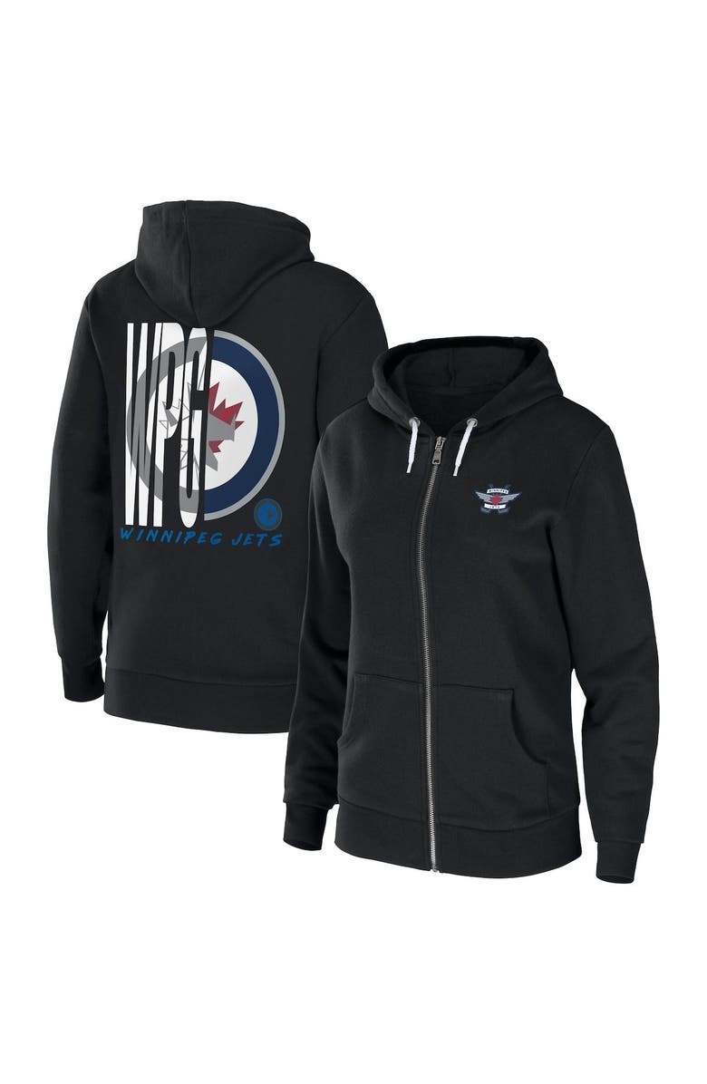 WEAR by Erin Andrews Women's WEAR by Erin Andrews Black Winnipeg Jets Sponge Fleece Full-Zip Hoodie, Main, color, 