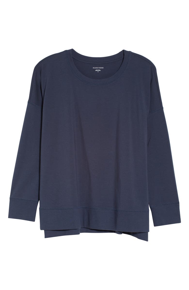 Eileen Fisher Stretch Organic Cotton High-Low Sweatshirt, Alternate, color,