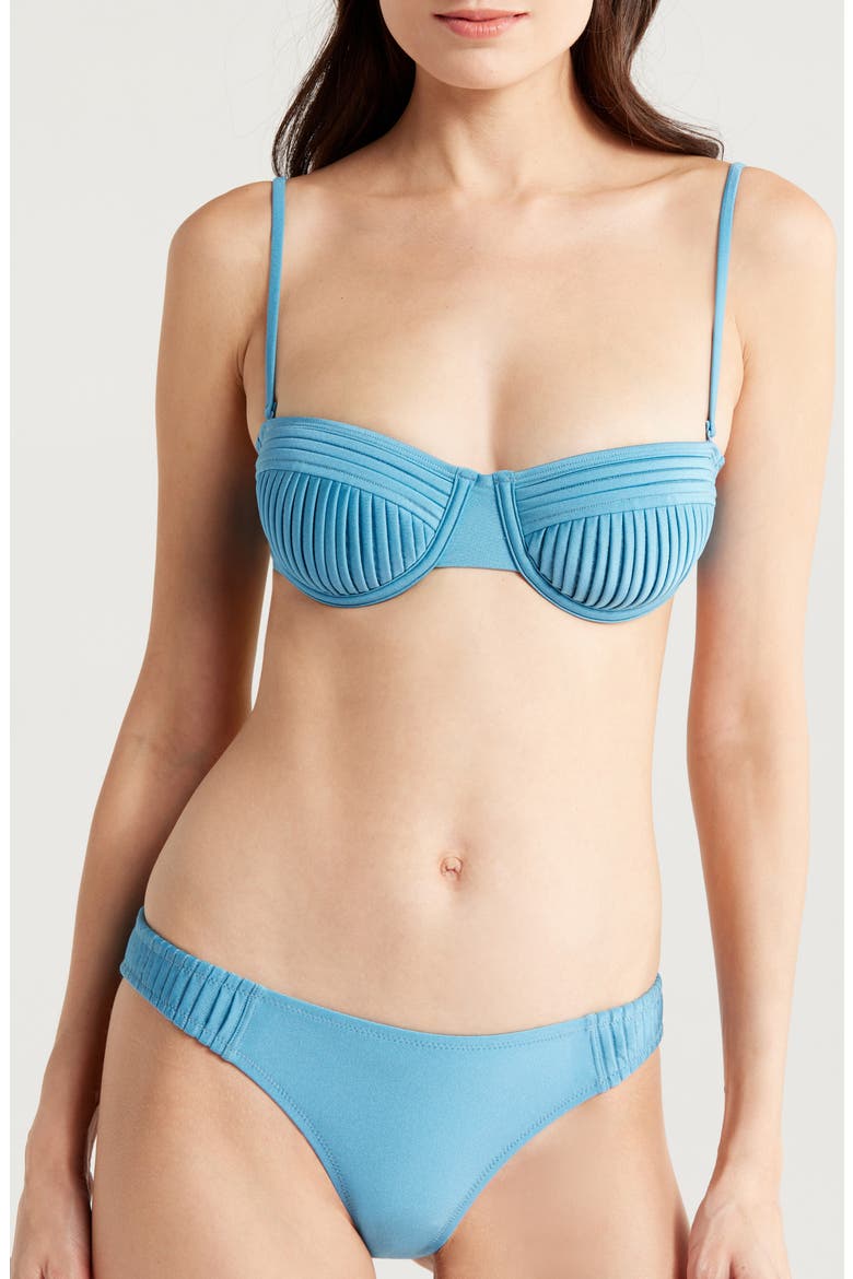 Solene Pleated Underwire Bikini Top, Alternate, color, FRENCH BLUE