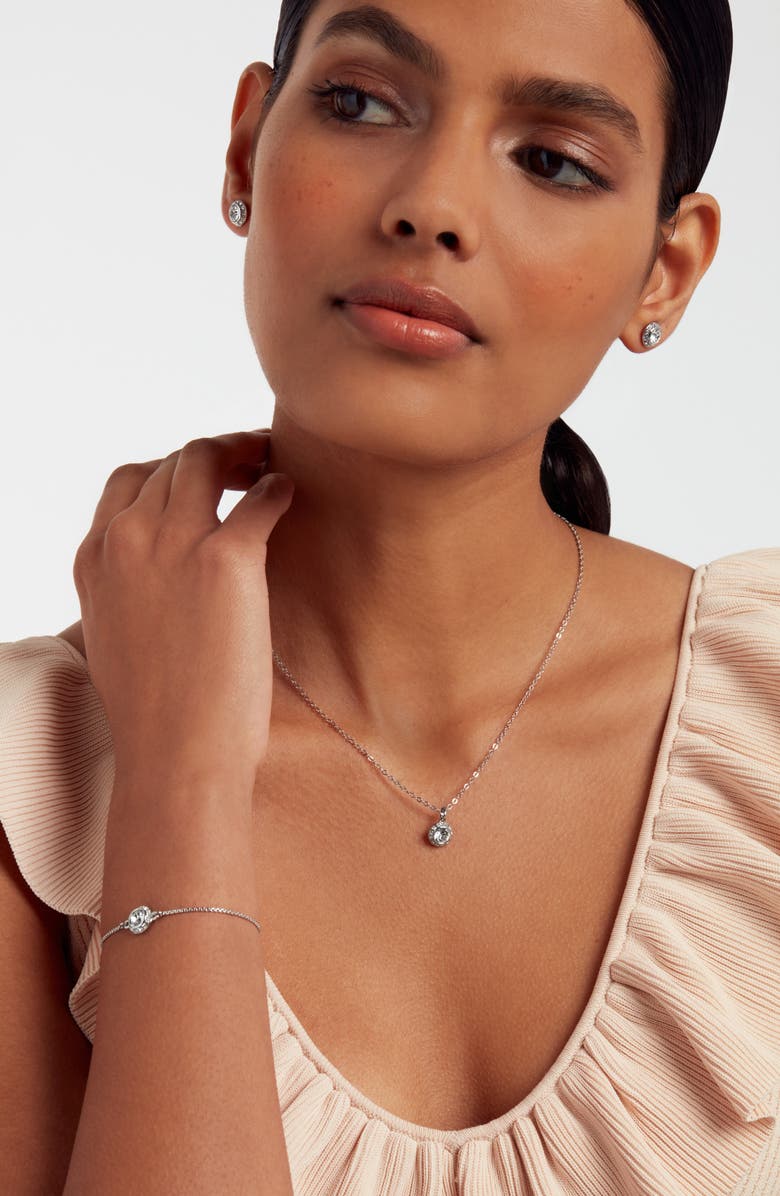 Ted Baker London Soltell Solitaire Crystal Halo Pendant Necklace, Alternate, color, Silver Tone Clear Crystal