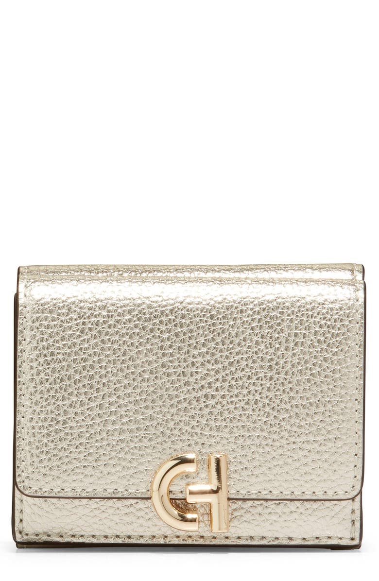 Cole Haan Trifold Metallic Leather Wallet & Keychain Set, Main, color, 