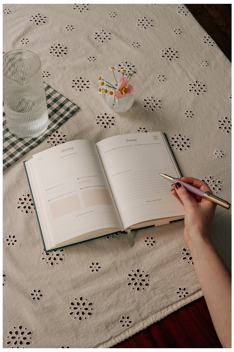 Pressed Flowers Wellness Journal, Alternate, color, MEDIUM GREEN