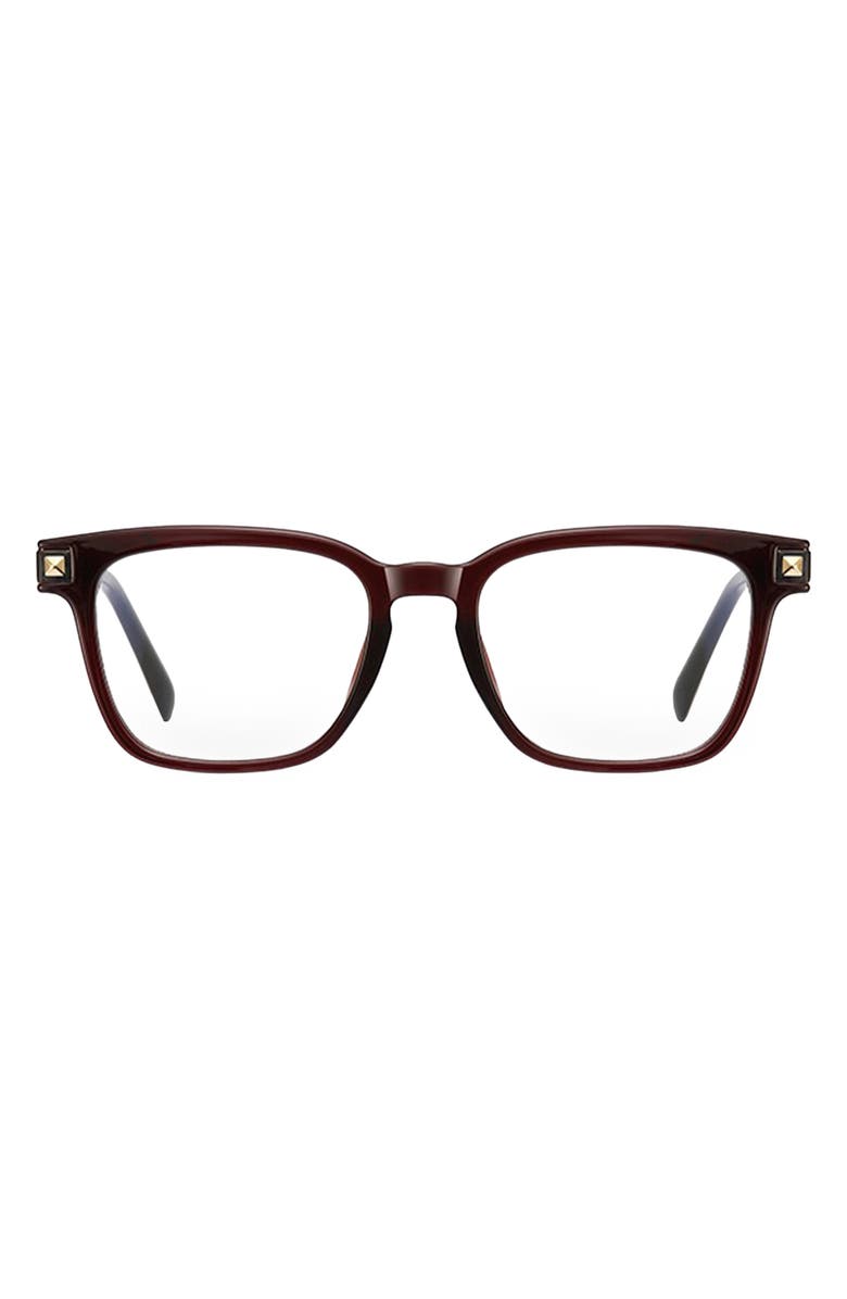 Fifth & Ninth Karli 53mm Rectangular Blue Light Blocking Glasses, Main, color, Brown