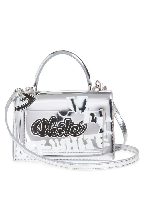 Off-white Jitney 0.5 Quote Faux Leather Shoulder Bag In Silver - Black