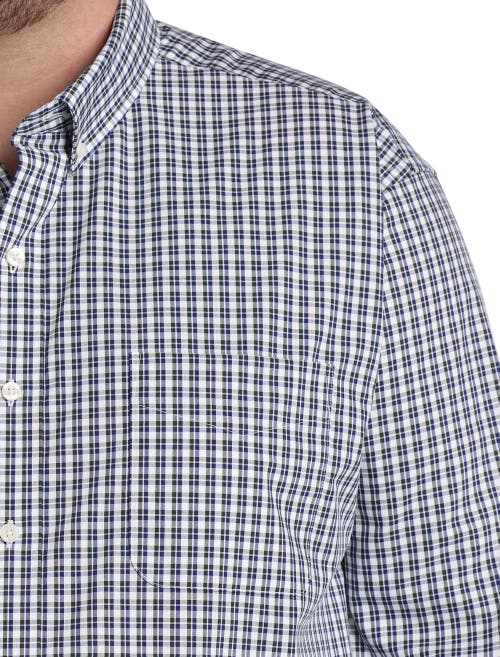 Oak Hill By Dxl Big & Tall Check Patterned Sport Shirt In Navy Green