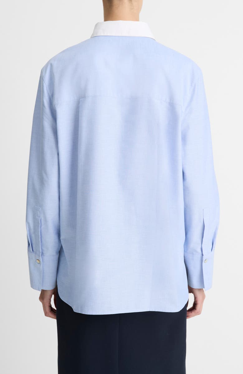 Vince Contrast Collar Oxford Button-Up Shirt, Alternate, color, Kyanite