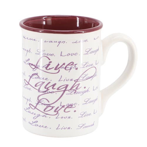 Gibson Home Inspirational Words Live, Laugh, Love 4 Piece 16 Ounce Stoneware Mug Set In Multi