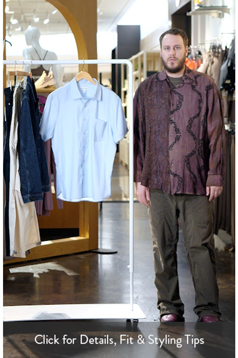 Solid Short Sleeve Stretch Button-Up Shirt video